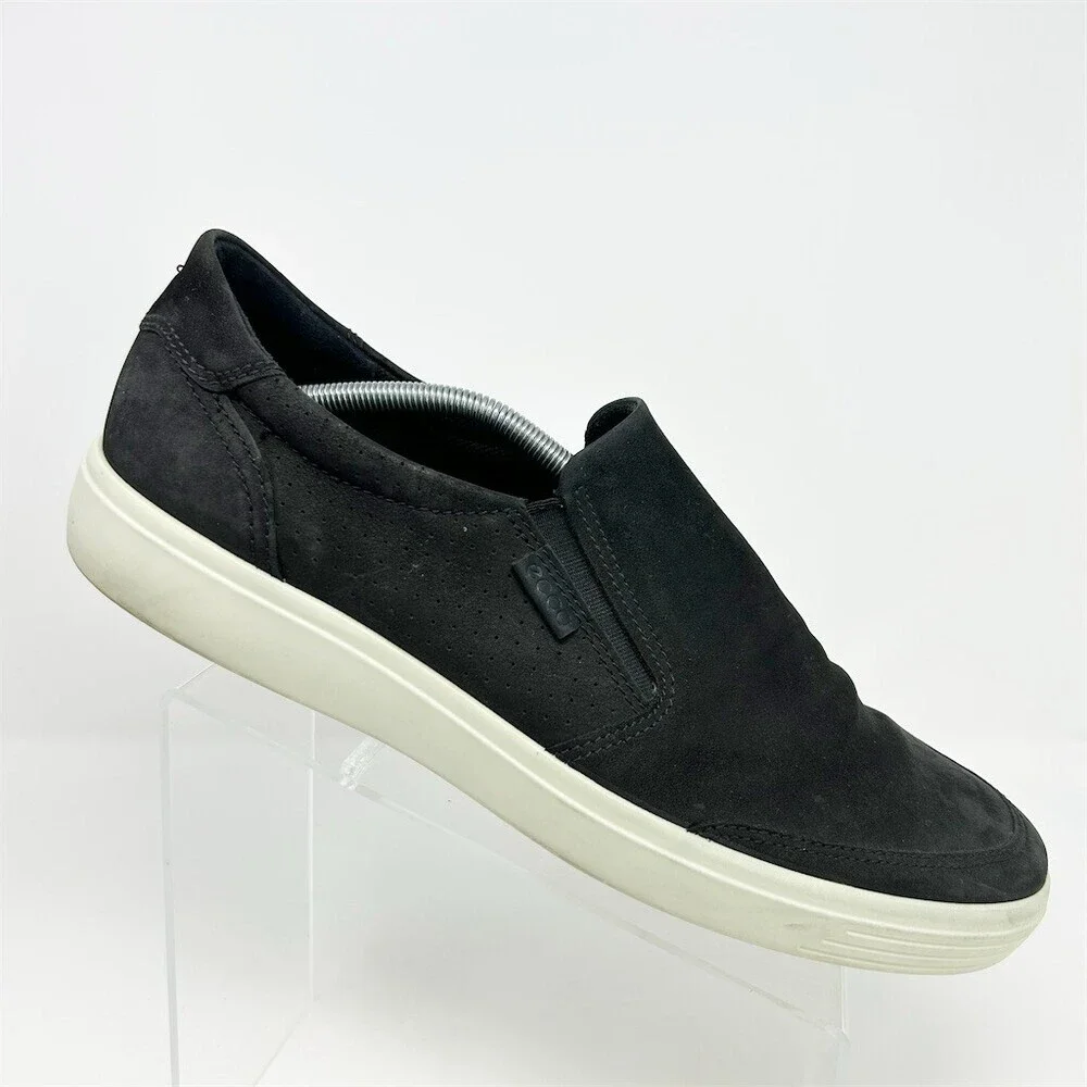ECCO Soft 7 Slip-On Sneakers Men's Black Casual Shoes White Sole Size 15